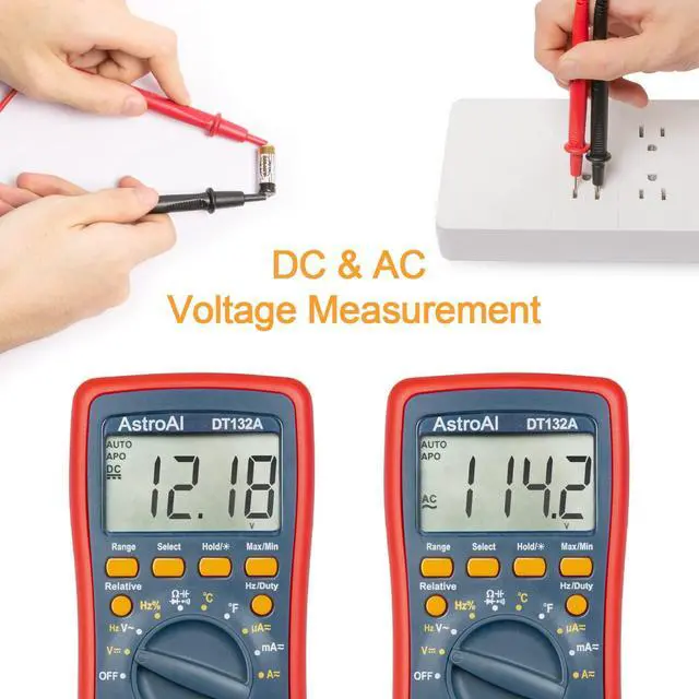 Alt view image 5 of 7 - _Mega Brand Digital Multimeter, TRMS 4000 Counts Volt Meter (Manual and Auto Ranging); Measures Voltage Tester, Current, Resistance, Continuity, Frequency; Tests Diodes, Temperature (Red)