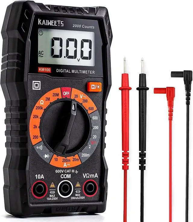 Main image of _Mega Brand  Digital Multimeter with Case, DC AC Voltmeter, Ohm Volt Amp Test Meter and Continuity Test Diode Voltage Tester for Household Outlet, Automotive Battery Test (Anti-Burn with Double Fuses)