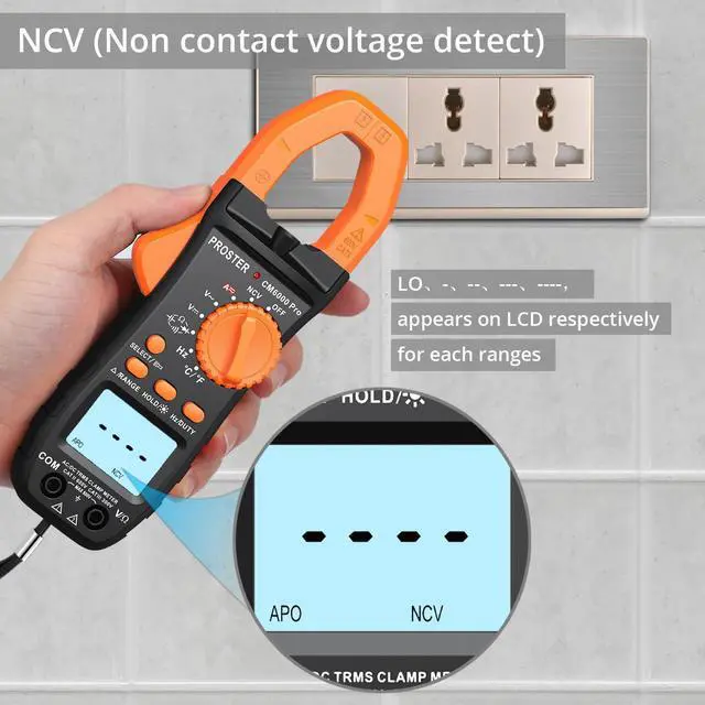 Alt view image 6 of 7 - 6000 Count Clamp Meter 800A Amp Tester TRMS NCV Multimeter Kit