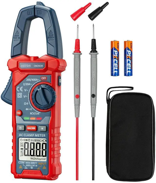 Main image of AstroAI Digital Clamp Meter Multimeter 2000 Counts Amp Voltage Tester Auto-ranging with AC/DC Voltage, AC Current, Resistance, Capacitance, Continuity, Live Wire Test, NCV, Blue
