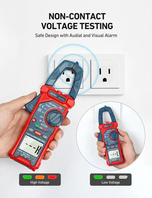 Alt view image 3 of 7 - AstroAI Digital Clamp Meter Multimeter 2000 Counts Amp Voltage Tester Auto-ranging with AC/DC Voltage, AC Current, Resistance, Capacitance, Continuity, Live Wire Test, NCV, Blue