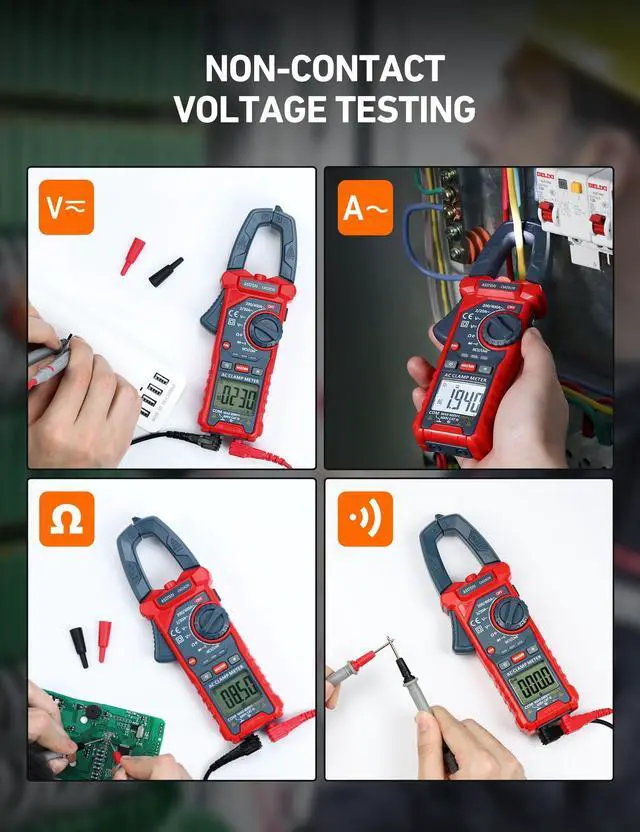 Alt view image 5 of 7 - AstroAI Digital Clamp Meter Multimeter 2000 Counts Amp Voltage Tester Auto-ranging with AC/DC Voltage, AC Current, Resistance, Capacitance, Continuity, Live Wire Test, NCV, Blue