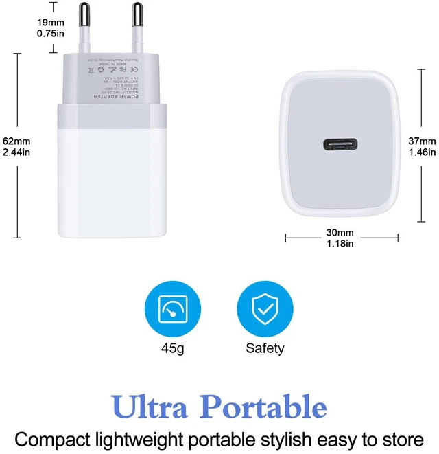 Alt view image 5 of 7 - Charger EU Fast 20W USB C Charger Block Travel Plug Power Adapter | For iPhone 17/16e/16/16 Pro/16 Pro Max/16 Plus/15/15 Pro/14/14 Pro/13 Pro Max/13/12/Mini/XS/XR/X/SE Samsung S26 Ultra Android