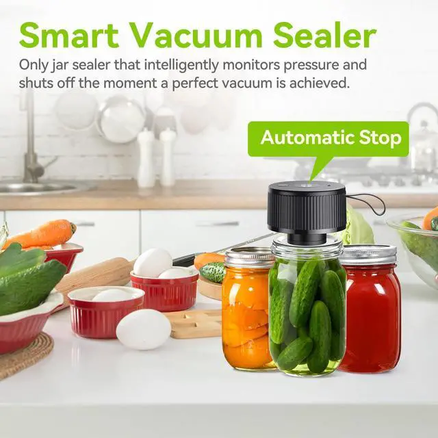Alt view image 2 of 7 - Upgraded 3-in-1 Electric Mason Jar Vacuum Sealer Kit for Mason Jars, Food Savers & Containers | Food Preservation System for Kitchen | Ideal for Canning Jams, Pickles, Dry Foods, Grains & Leftovers