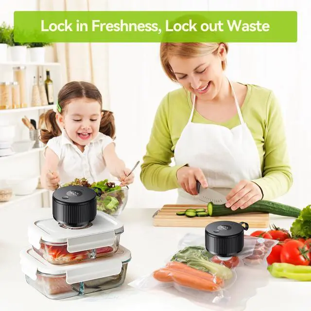 Alt view image 4 of 7 - Upgraded 3-in-1 Electric Mason Jar Vacuum Sealer Kit for Mason Jars, Food Savers & Containers | Food Preservation System for Kitchen | Ideal for Canning Jams, Pickles, Dry Foods, Grains & Leftovers