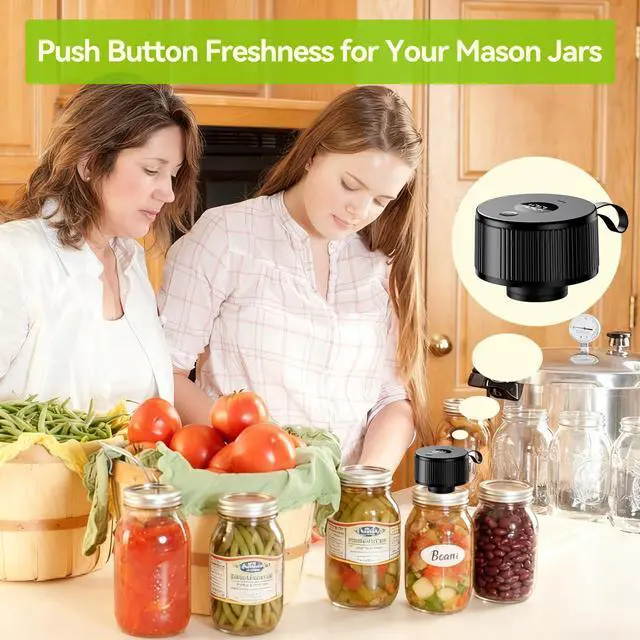 Alt view image 5 of 7 - Upgraded 3-in-1 Electric Mason Jar Vacuum Sealer Kit for Mason Jars, Food Savers & Containers | Food Preservation System for Kitchen | Ideal for Canning Jams, Pickles, Dry Foods, Grains & Leftovers