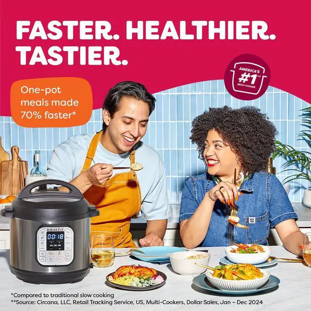 Alt view image 2 of 7 - _Mega Brand Duo 7-in-1 Electric Pressure Cooker, Slow Cooker, Rice, Steamer, Sauté, Yogurt Maker, Warmer & Sterilizer, Includes App With Over 800 Recipes, Stainless Steel, 6 Quart