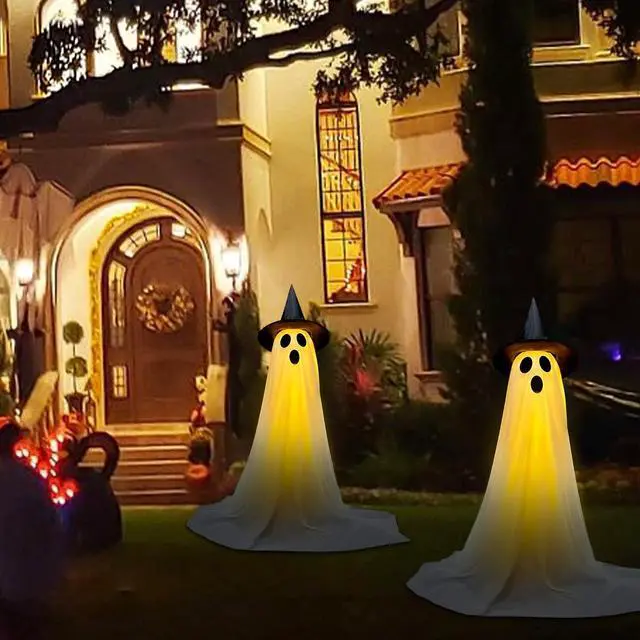 Alt view image 6 of 7 - _Mega Brand Halloween Decorations Outdoor & Indoor Decor - 2 Pack 59-inch Remote Control Spooky Ghost String Lights with Witch Hats, Halloween Lights for Porch, Yards, Patio, Garden Lawn, Party