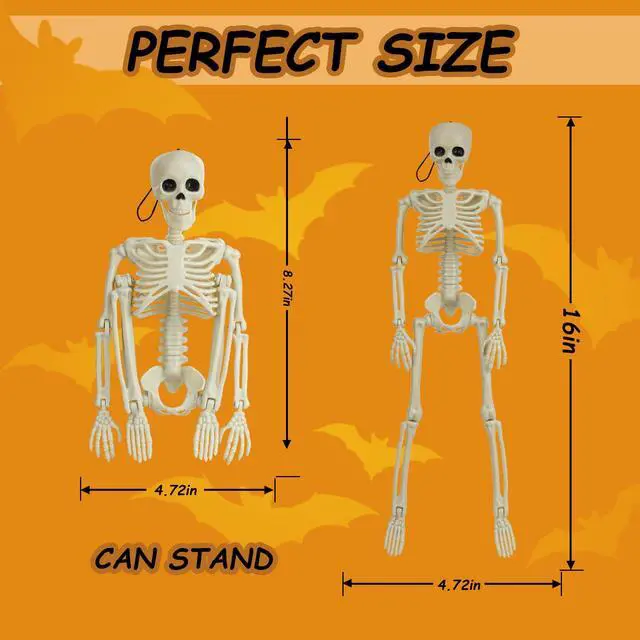 Alt view image 4 of 7 - _Mega Brand 6 Packs Skeleton Halloween Decorations 16" Full Body Posable Joints Skeletons Decor, Halloween Party Decor Indoor, Yard Garden Lawn Graveyard Haunted House Props Spooky Party Decorations