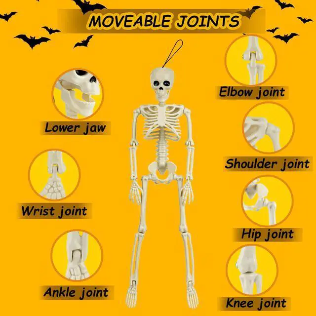 Alt view image 3 of 7 - _Mega Brand 6 Packs Skeleton Halloween Decorations 16" Full Body Posable Joints Skeletons Decor, Halloween Party Decor Indoor, Yard Garden Lawn Graveyard Haunted House Props Spooky Party Decorations