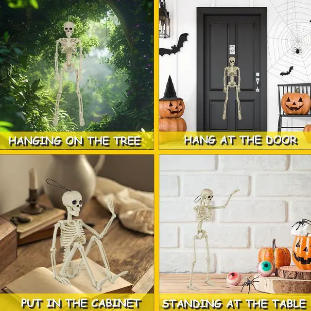 Alt view image 6 of 7 - _Mega Brand 6 Packs Skeleton Halloween Decorations 16" Full Body Posable Joints Skeletons Decor, Halloween Party Decor Indoor, Yard Garden Lawn Graveyard Haunted House Props Spooky Party Decorations