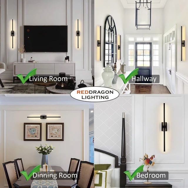 Alt view image 4 of 7 - Peel and Stick on Battery Operated Wall Sconces Set of 2 Easy Install No Drilling Sconces, Wireless Rechargeable Adhesive Wall Lights for Pictures, Living Room, Bedroom (28.3'')