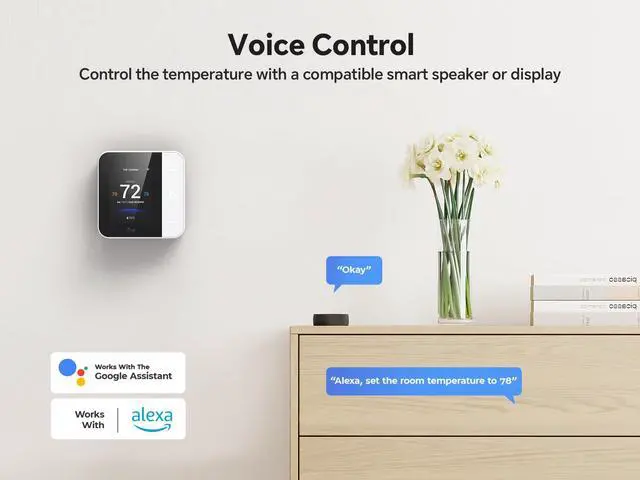 Alt view image 4 of 7 - _Mega Brand Smart Thermostat for House, WiFi Thermostats for Home Work with Alexa and Google Assistant, 7day x 8period Programmable, Energy Star Certified, C-Wire Required