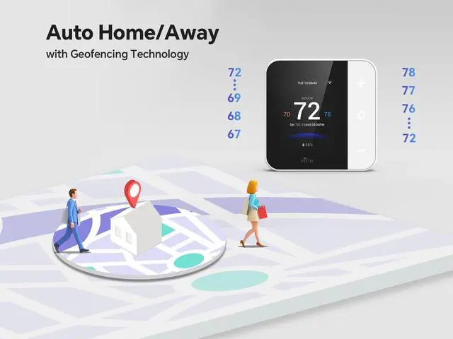 Alt view image 7 of 7 - _Mega Brand Smart Thermostat for House, WiFi Thermostats for Home Work with Alexa and Google Assistant, 7day x 8period Programmable, Energy Star Certified, C-Wire Required