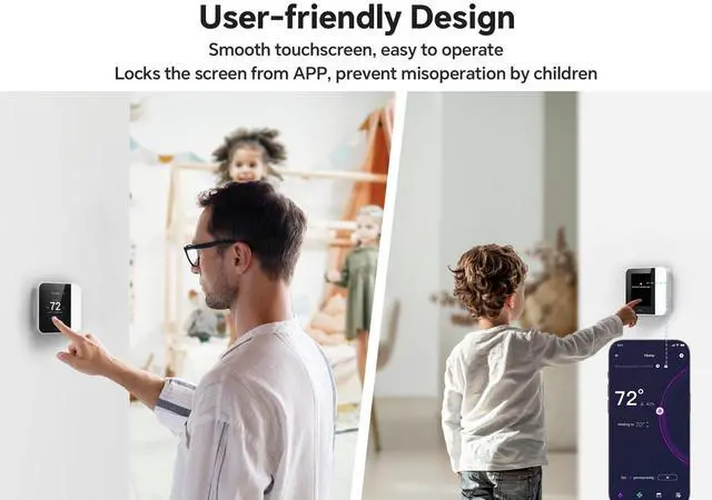 Alt view image 5 of 7 - _Mega Brand Smart Thermostat for House, WiFi Thermostats for Home Work with Alexa and Google Assistant, 7day x 8period Programmable, Energy Star Certified, C-Wire Required