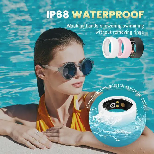 Alt view image 4 of 7 - Smart Ring for Women Men, Health Tracker with Heart Rate/Blood Oxygen/Blood Pressure/Sleep Monitoring/Step Counting, IP68 Waterproof Fitness Ring, No App Fees for iPhone & Android (Silver, 7#)