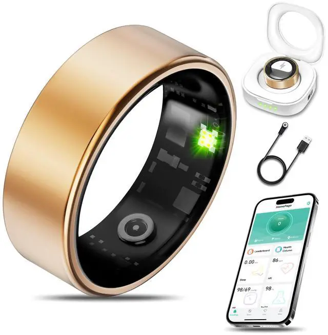Main image of Smart Health Ring for Women Men Fitness Tracker with Heart Rate, Blood Oxygen, Blood Pressure, Sleep Monitoring, Step Counting, IP68 Waterproof for iOS and Android, No APP Fee, Xmas Gifts, Rose Gold 8