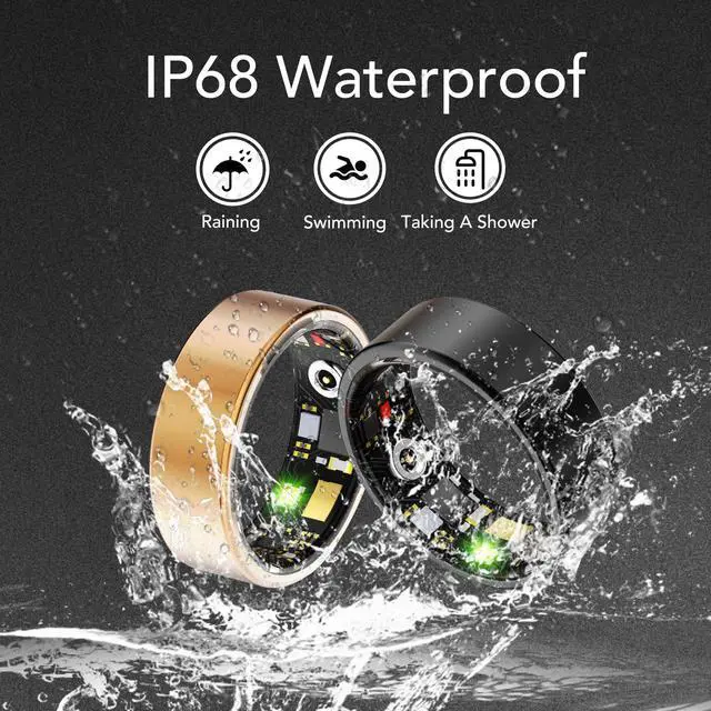 Alt view image 6 of 7 - Smart Health Ring for Women Men Fitness Tracker with Heart Rate, Blood Oxygen, Blood Pressure, Sleep Monitoring, Step Counting, IP68 Waterproof for iOS and Android, No APP Fee, Xmas Gifts, Rose Gold 8