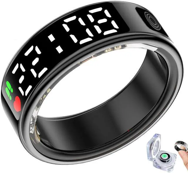 Main image of _Mega Brand Smart Rings for Men Women,Fitness Tracker Ring,Smart Ring whth Display and Touch Button,IP68waterproof,Health Ring Tracks Heart Rate/Sleep/Blood Oxygen/Calorie/Distance,No Subscription