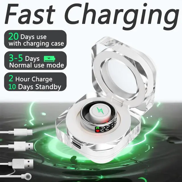 Alt view image 5 of 7 - _Mega Brand Smart Rings for Men Women,Fitness Tracker Ring,Smart Ring whth Display and Touch Button,IP68waterproof,Health Ring Tracks Heart Rate/Sleep/Blood Oxygen/Calorie/Distance,No Subscription