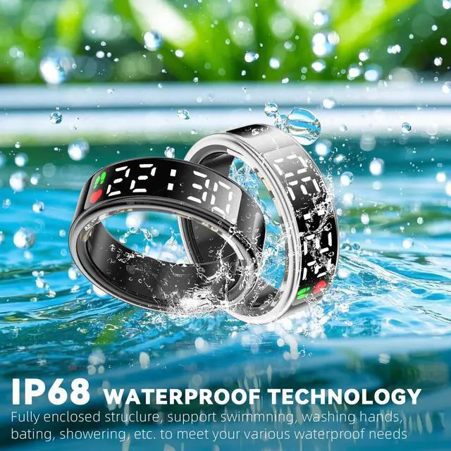 Alt view image 6 of 7 - _Mega Brand Smart Rings for Men Women,Fitness Tracker Ring,Smart Ring whth Display and Touch Button,IP68waterproof,Health Ring Tracks Heart Rate/Sleep/Blood Oxygen/Calorie/Distance,No Subscription