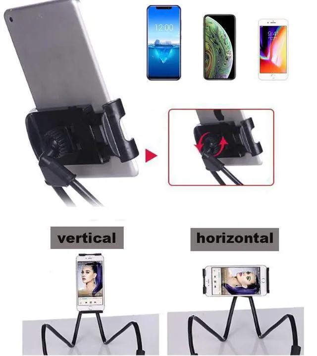 Alt view image 4 of 7 - _Mega Brand Cell Phone Stand Hanging on Neck Upgraded, Hands-Free Mobile Phone Holder Clip on Bed/Table 360° Rotation iPhone Tablet Mount Bracket, 27.6''/70 cm Length for 4.7''-6.7'' Screen