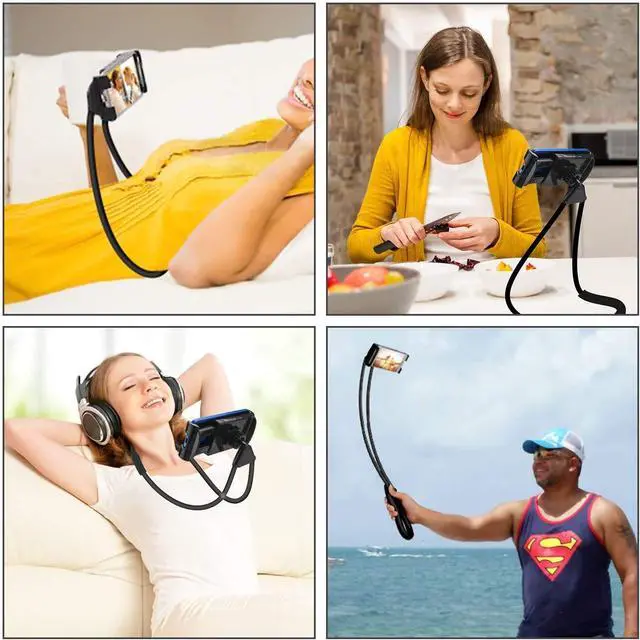 Alt view image 7 of 7 - _Mega Brand Cell Phone Stand Hanging on Neck Upgraded, Hands-Free Mobile Phone Holder Clip on Bed/Table 360° Rotation iPhone Tablet Mount Bracket, 27.6''/70 cm Length for 4.7''-6.7'' Screen