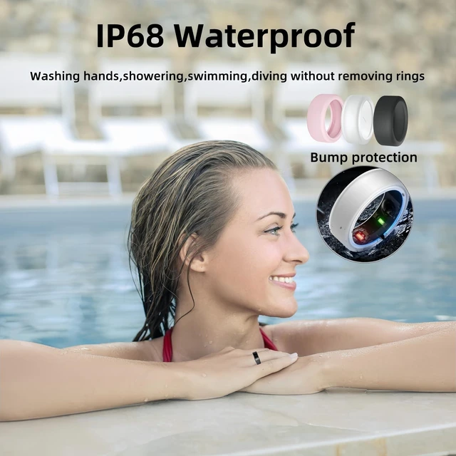 Alt view image 3 of 7 - Smart Ring for Women Men, Health Fitness Tracker Ring, IP68 Waterproof Rings, Sleep Ring with Charging Case and Ring Protector, Remote Photography, Family Care, No App Fees(Black, 6#)