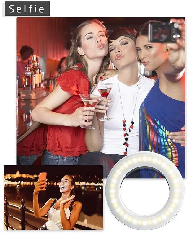 Alt view image 4 of 6 - Selfie Ring Light Rechargeable Portable Clip-on Selfie Fill Light with 40 LED for Smart Phone Photography, Camera Video, Girl