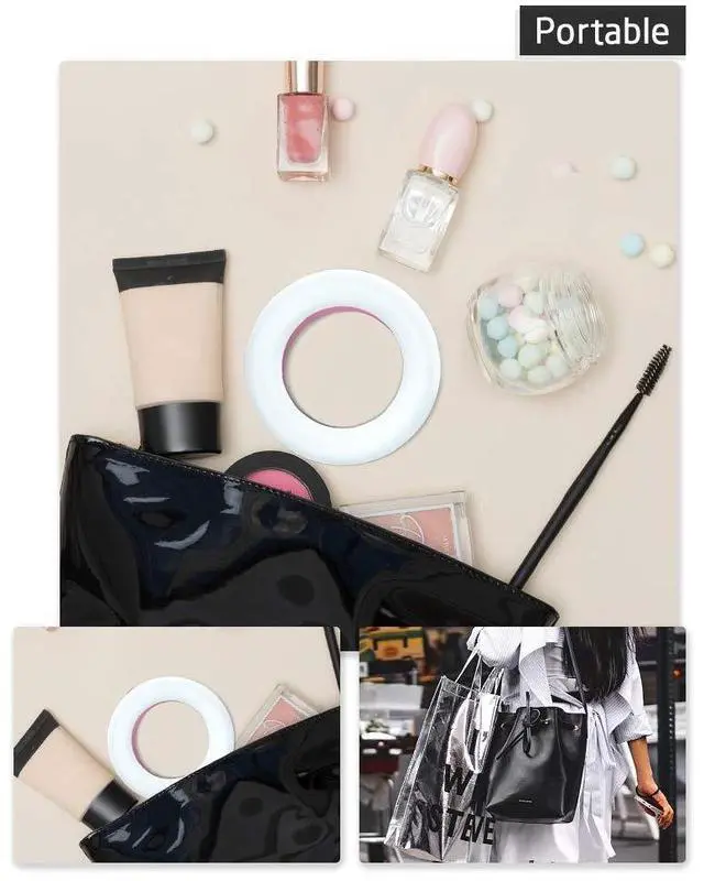 Alt view image 6 of 6 - Selfie Ring Light Rechargeable Portable Clip-on Selfie Fill Light with 40 LED for Smart Phone Photography, Camera Video, Girl