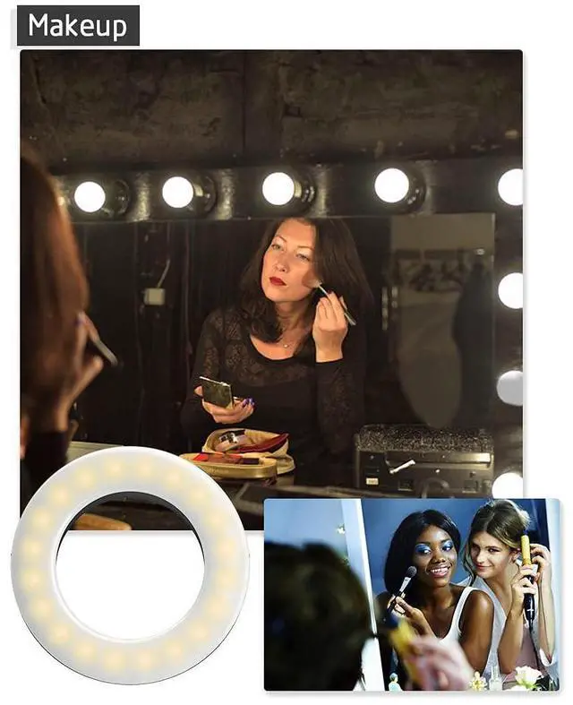 Alt view image 5 of 6 - Selfie Ring Light Rechargeable Portable Clip-on Selfie Fill Light with 40 LED for Smart Phone Photography, Camera Video, Girl