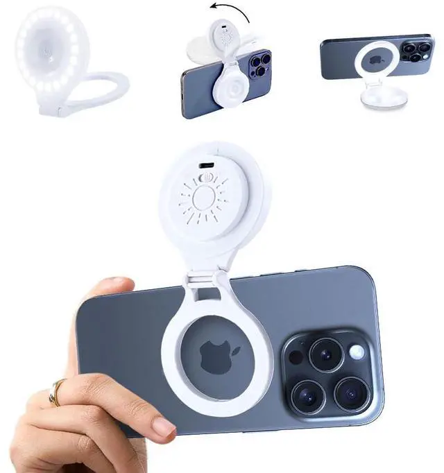 Main image of _Mega Brand LED Light for iPhone Picture,Magnetic Phone Light Camera Laptop Photography Lighting,Desk Ringlight Tripod Stand Video Record Streaming Vlog Makeup,Tiktok Content Creators Essentials Clip