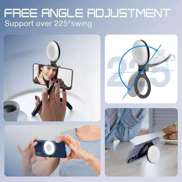 Alt view image 5 of 7 - _Mega Brand LED Light for iPhone Picture,Magnetic Phone Light Camera Laptop Photography Lighting,Desk Ringlight Tripod Stand Video Record Streaming Vlog Makeup,Tiktok Content Creators Essentials Clip