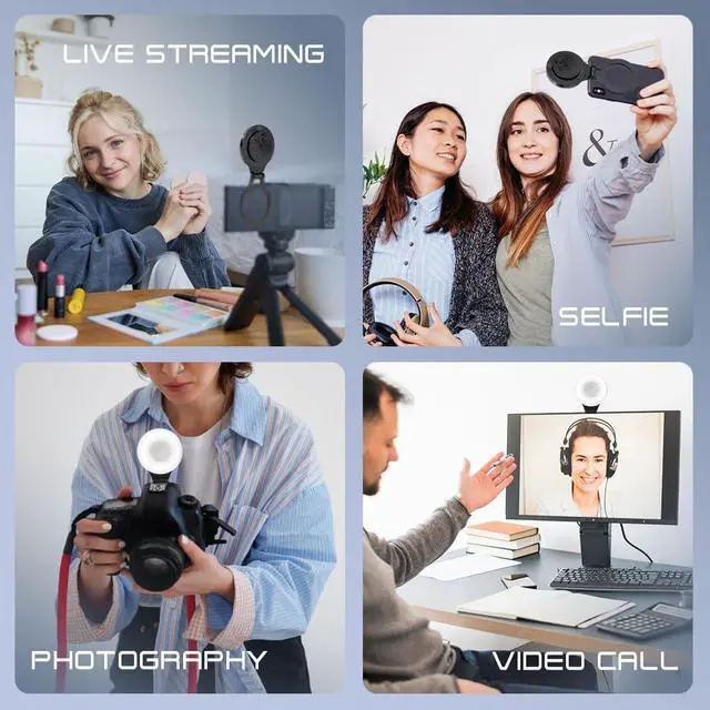 Alt view image 7 of 7 - _Mega Brand LED Light for iPhone Picture,Magnetic Phone Light Camera Laptop Photography Lighting,Desk Ringlight Tripod Stand Video Record Streaming Vlog Makeup,Tiktok Content Creators Essentials Clip