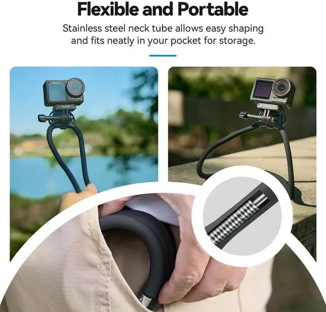 Alt view image 5 of 7 - TELESIN Neck Mount SE 2.0 with Air Cushion, Adjustable Chest Strap and Neck Mount for Hands-Free POV Vlogging for GoPro Hero 13/12/11/10/9, Insta 360 X5/X4/Ace Pro 2 / Osmo 360 Nano Action 6/5 Pro/4/3