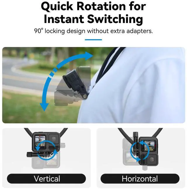 Alt view image 6 of 7 - TELESIN Neck Mount SE 2.0 with Air Cushion, Adjustable Chest Strap and Neck Mount for Hands-Free POV Vlogging for GoPro Hero 13/12/11/10/9, Insta 360 X5/X4/Ace Pro 2 / Osmo 360 Nano Action 6/5 Pro/4/3