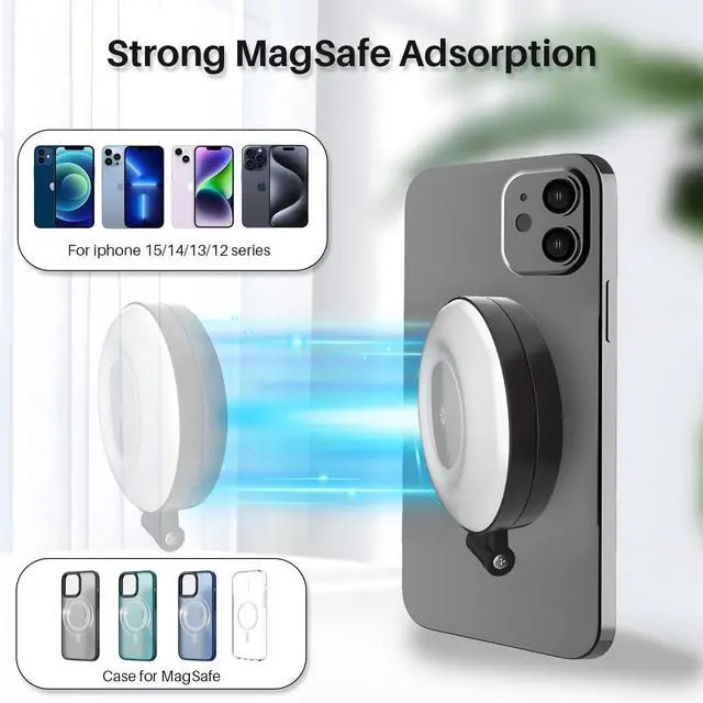Alt view image 2 of 6 - _Mega Brand Phone Ring Light, Rechargeable Magnetic Selfie Light, Adjusted 3 Light Modes 180° Flip Ring Light for Makeup, Video, TikTok, Vlog, Travel Photography, Compatible with iPhone and Android
