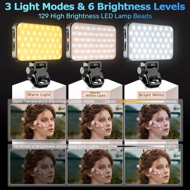 Alt view image 2 of 6 - _Mega Brand Selfie Light with Soft Diffuser & Built-in Stand, Rechargeable Fill Light for Phone iPhone Android iPad Laptop for Makeup TikTok Selfie Vlog