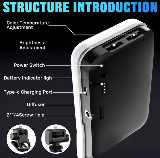 Alt view image 5 of 6 - _Mega Brand Selfie Light with Soft Diffuser & Built-in Stand, Rechargeable Fill Light for Phone iPhone Android iPad Laptop for Makeup TikTok Selfie Vlog