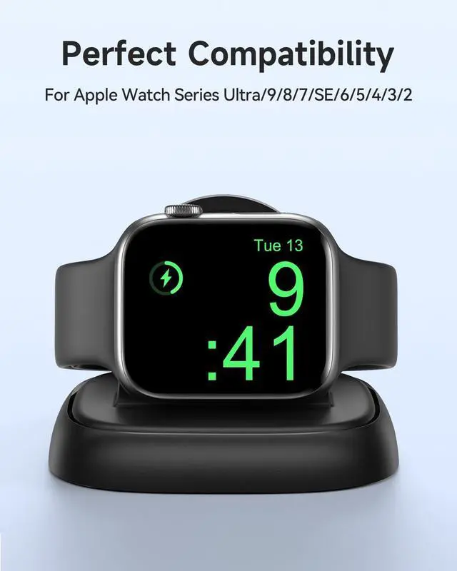 Alt view image 4 of 7 - Charger Stand for Apple Watch, Portable Watch Charger for iWatch with USB C Cable,Fast Charging,Wireless Charging Station for iWatch Series 11/10/9/8/7/6/Ultra/5/4/3/2/SE, Black
