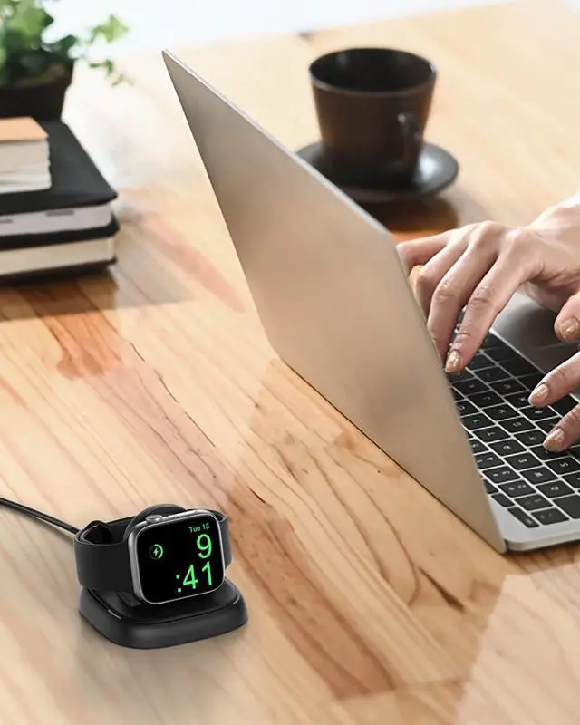 Alt view image 7 of 7 - Charger Stand for Apple Watch, Portable Watch Charger for iWatch with USB C Cable,Fast Charging,Wireless Charging Station for iWatch Series 11/10/9/8/7/6/Ultra/5/4/3/2/SE, Black
