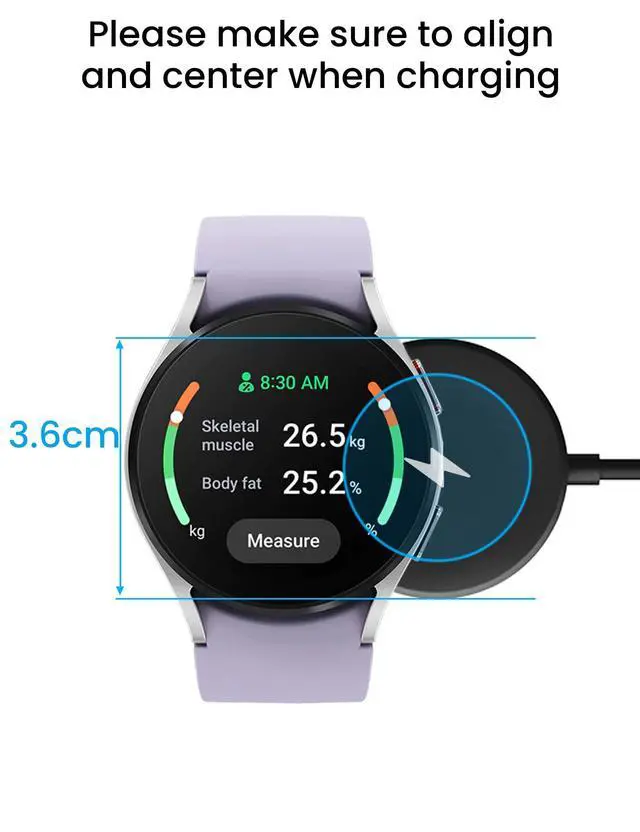 Alt view image 7 of 7 - _Mega Brand Charger for Samsung Galaxy Watch 7/6/6 Classic/5/5 Pro/4/4 Classic/3/Active 2/Active 1/Ultra/Fe Galaxy Watch Charger 3.3Ft USB Magnetic Wireless Charging Cable Cord