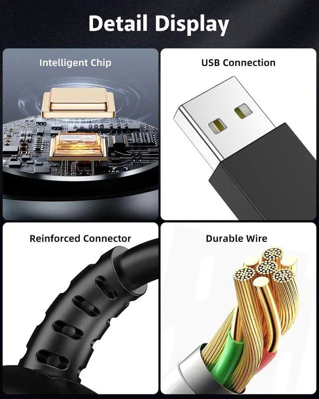 Alt view image 4 of 6 - _Mega Brand 2-Pack for Samsung Watch Charger Compatible with Galaxy 7/6/6 Classic/5/5 Pro/4/4 Classic/3/Active Ultra/FE Galaxy-Watch Cable USB Magnetic Charging-3.3ft/1m