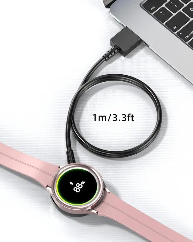 Alt view image 5 of 6 - _Mega Brand 2-Pack for Samsung Watch Charger Compatible with Galaxy 7/6/6 Classic/5/5 Pro/4/4 Classic/3/Active Ultra/FE Galaxy-Watch Cable USB Magnetic Charging-3.3ft/1m