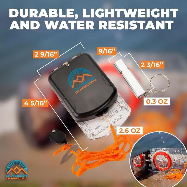 Alt view image 4 of 7 - _Mega Brand  Pathfinder Sighting Compass - Precise Navigation, Hiking and Orienteering Mirror Compass with Luminous Bezel, Adjustable Declination, Clinometer, LED and Survival Whistle, Scout Gifts