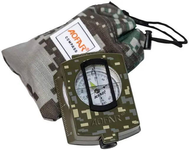 Main image of Military Compass AF-4580 Lensatic Sighting Navigation, Waterproof and Shakeproof with Map Measurer Distance Calculator, Pouch for Camping, Hiking, Hunting, Backpacking (Camo)