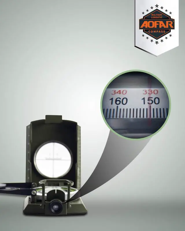 Alt view image 4 of 7 - 4074 Military Compass Lensatic Sighting-Multifunctional, Fluorescent, Waterproof and Shakeproof with Inclinometer and Carrying Bag for Camping, Hiking, Hunting