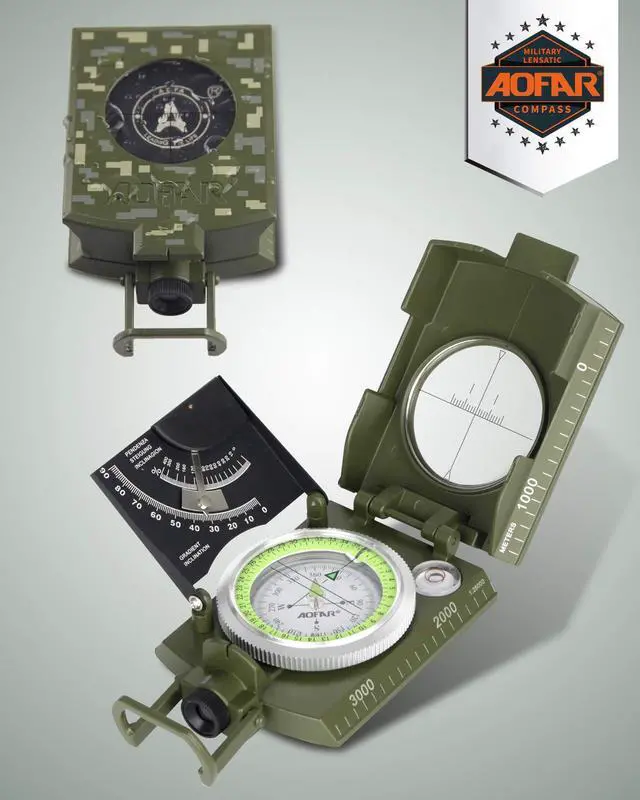 Alt view image 2 of 7 - 4074 Military Compass Lensatic Sighting-Multifunctional, Fluorescent, Waterproof and Shakeproof with Inclinometer and Carrying Bag for Camping, Hiking, Hunting