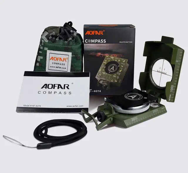 Alt view image 6 of 7 - 4074 Military Compass Lensatic Sighting-Multifunctional, Fluorescent, Waterproof and Shakeproof with Inclinometer and Carrying Bag for Camping, Hiking, Hunting