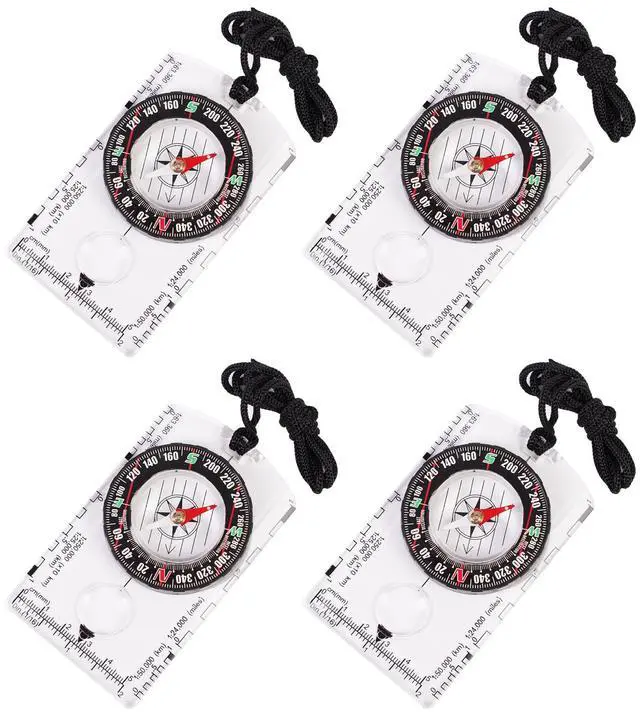 Alt view image 2 of 7 - _Mega Brand 4 Pcs Outdoor Compass with Adjustable Declination,Magnifier,Ruler,Scale. Multifunctional Orienteering Waterproof Compass for Map Reading, Navigation, Hiking (4 Pack Transparent)